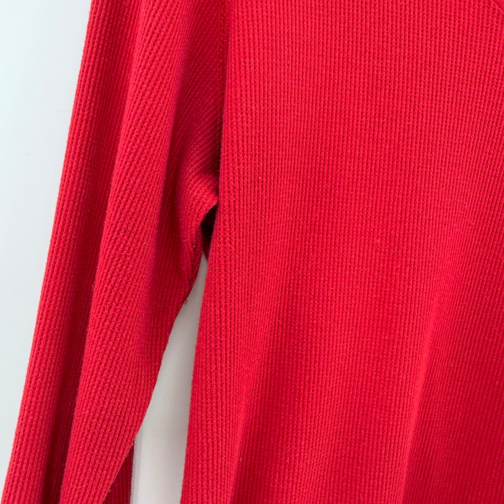 Active Basic 1XL Long Sleeve V Neck Waffle Knit‎ Top Red Basic Runs Small - Picture 6 of 10